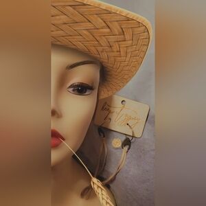 Keep It Gypsy Leather Tassels Dangle Earrings Sand Antiqued Hoops